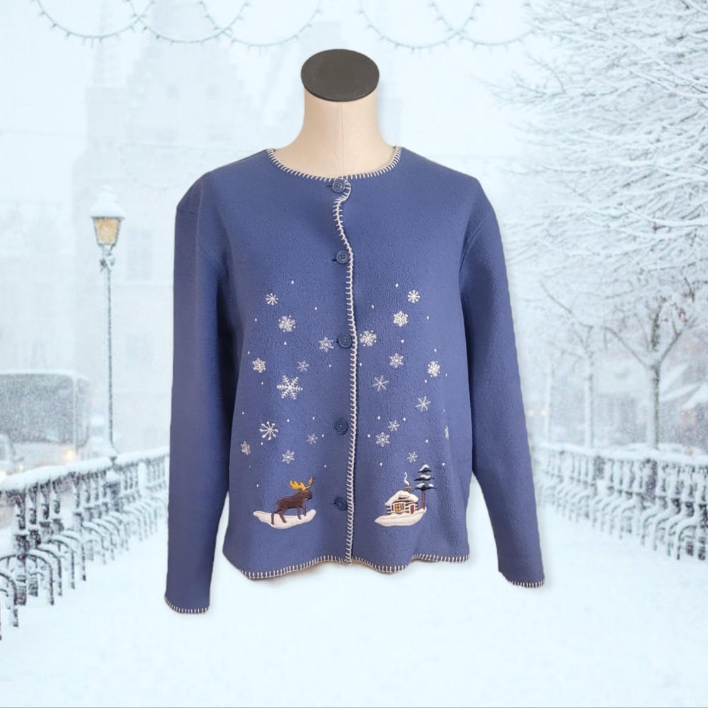 Blue Rustic Winter Fleece Jacket